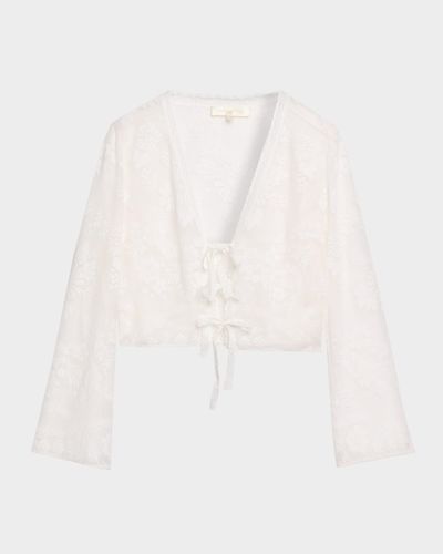LoveShackFancy Stacellea Floral Tie-Front Top