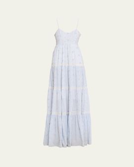 sachin and babi light blue dress Navy Floral Print Cold-Shoulder Ruffle Chiffon Midi Dress main image 0