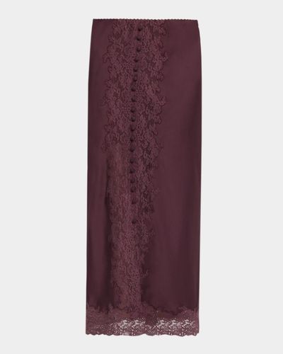 LoveShackFancy Tirelle Lace-Trim Satin Midi Skirt