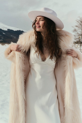 LoveShackFancy - Valia Long Faux-Fur Coat Jacket