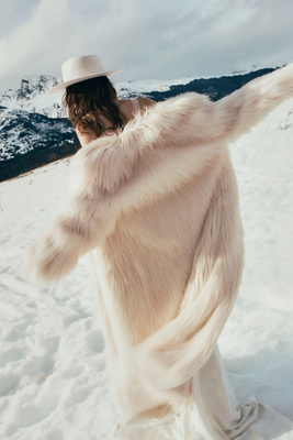 LoveShackFancy - Valia Long Faux-Fur Coat Jacket
