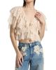 LoveShackFancy Women's Caper Tiered Lace Crop Top - 3