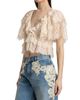 LoveShackFancy Women's Caper Tiered Lace Crop Top - 4