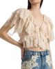 LoveShackFancy Women's Caper Tiered Lace Crop Top - 6
