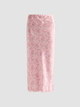 LoveShackFancy Women's Castle Floral Silk-Blend Midi Skirt