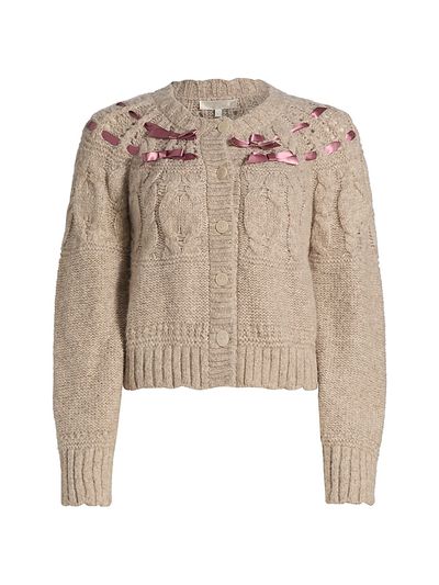 LoveShackFancy Women's Clementian Alpaca-Blend Cable-Knit Cardigan