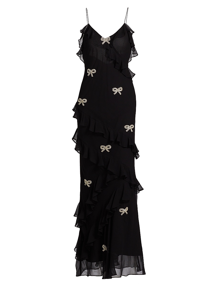 LoveShackFancy - Women's Crystal Bow Rialto Silk Dress