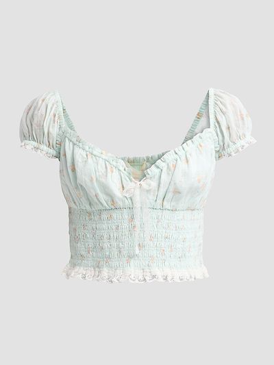 LoveShackFancy Women's Daini Floral Smocked Top
