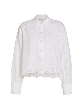 LoveShackFancy Women's Delano Eyelet Linen Button-Front Shirt