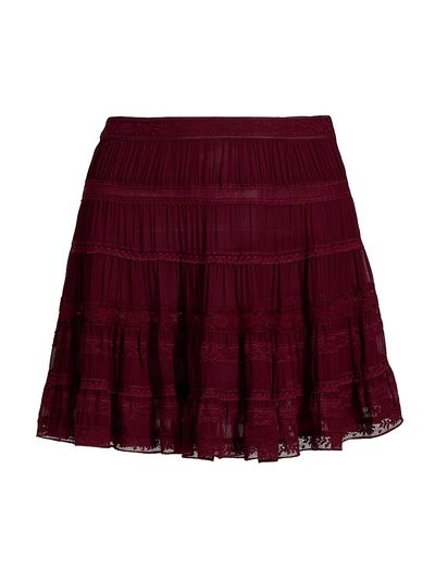 LoveShackFancy Women's Fleetta Tiered Lace Miniskirt