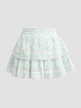 LoveShackFancy Women's Floral Ruffle Mini Skirt