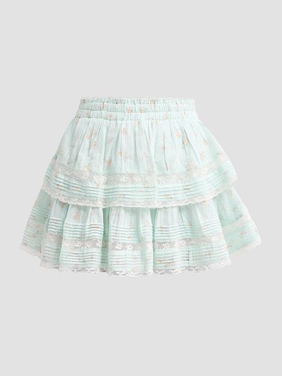 LoveShackFancy Women's Floral Ruffle Mini Skirt