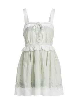 LoveShackFancy Women's Hadlee Eyelet Cotton A-Line Minidress