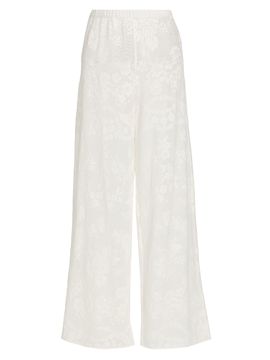 LoveShackFancy Women's Jessia Mesh Cotton-Blend Wide-Leg Pants