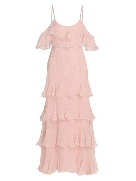 LoveShackFancy Women's Laelia Rose-Print Ruffled Silk Maxi Dress