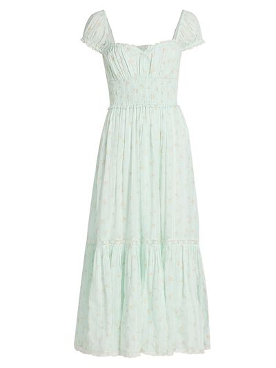 LoveShackFancy Women's Lyssara Floral Cotton A-Line Midi-Dress