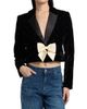 LoveShackFancy Women's Orlisa Bow-Embellished Velvet Crop Blazer - 3