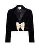 LoveShackFancy Women's Orlisa Bow-Embellished Velvet Crop Blazer - 8