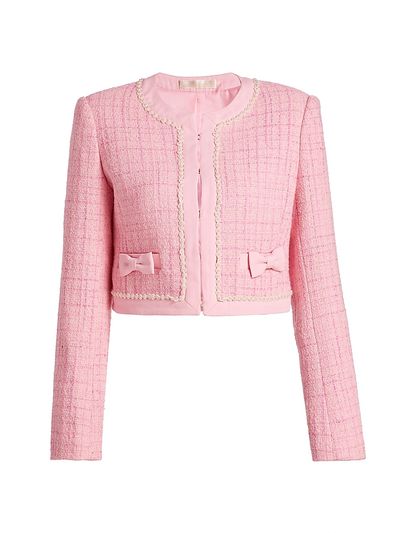 LoveShackFancy Women's Ralphette Embellished Tweed Crop Jacket
