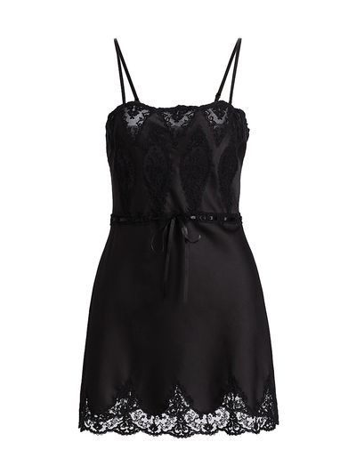 LoveShackFancy Women's Sanna Lace-Trimmed Satin Minidress