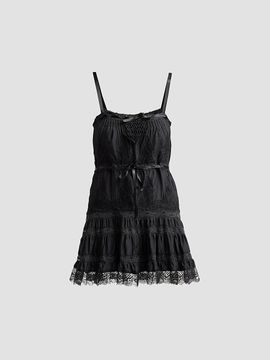 LoveShackFancy Women's Saphirae Lace-Trim Mini Dress