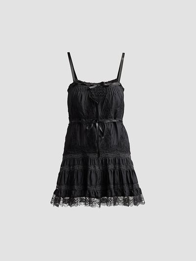 LoveShackFancy Women's Saphirae Lace-Trim Mini Dress