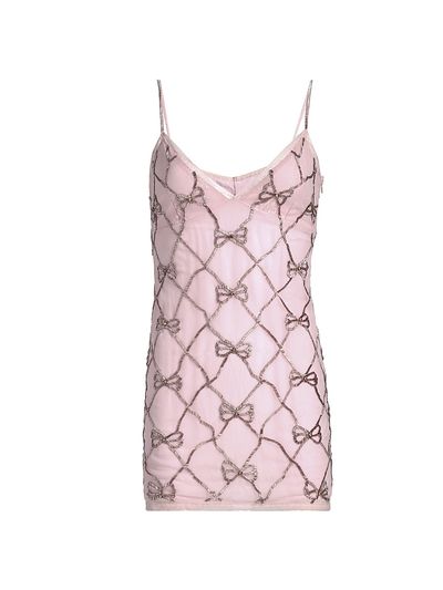 LoveShackFancy Women's Shella Beaded Bow Minidress