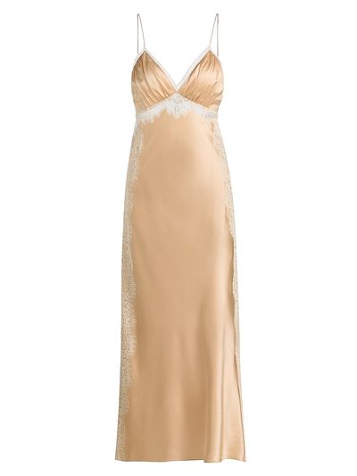 LoveShackFancy Women's Shia Lace-Trim Silk-Blend Slipdress