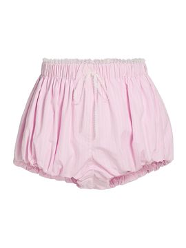 LoveShackFancy Women's Sparrow Lace-Trimmed Striped Cotton Shorts