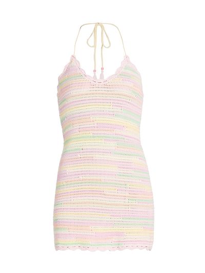 LoveShackFancy Women's Zoa Hlaterneck Cotton -A-Line Minidress