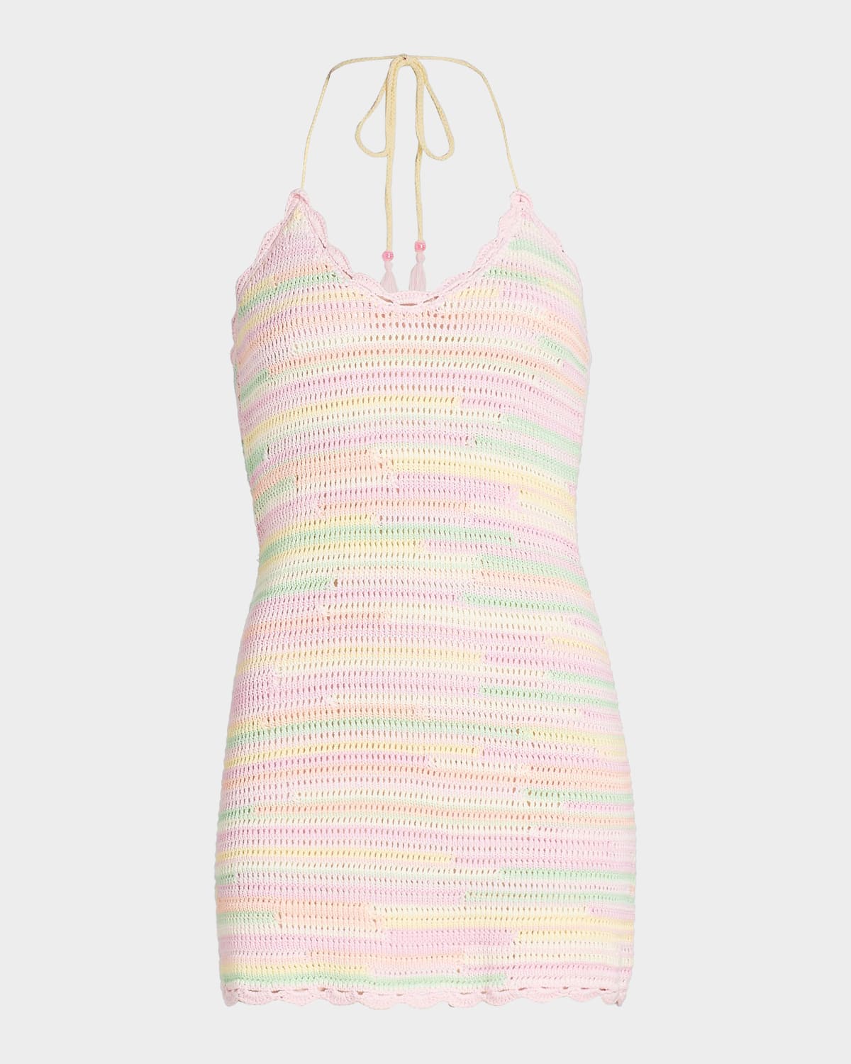 LoveShackFancy Zoa Halterneck Cotton -A-Line Minidress