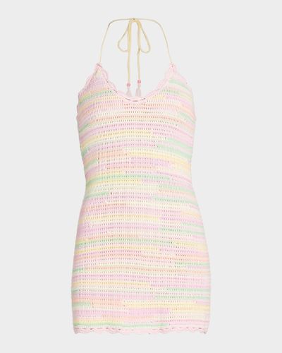 LoveShackFancy Zoa Halterneck Cotton -A-Line Minidress