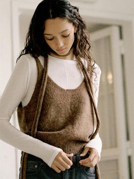 LOVLOV FUR WOOL MUFFLER VEST
