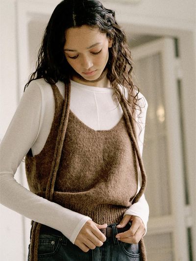 LOVLOV FUR WOOL MUFFLER VEST
