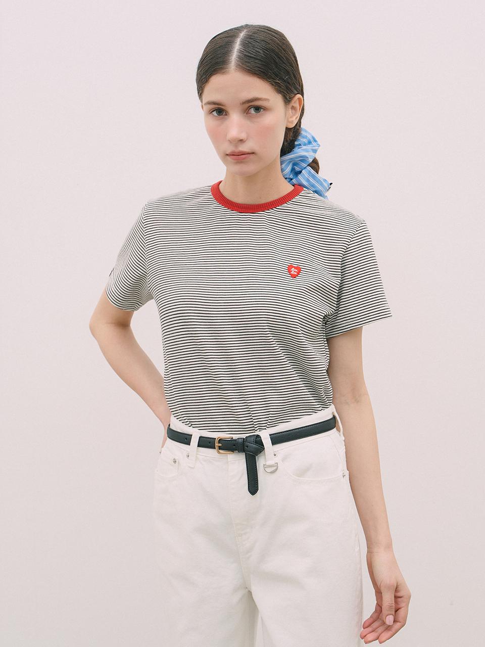LOVLOV Patch Ribbed Cotton T-shirt