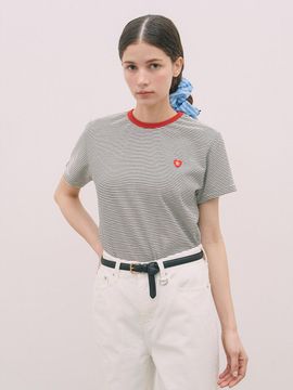 LOVLOV Patch Ribbed Cotton T-shirt