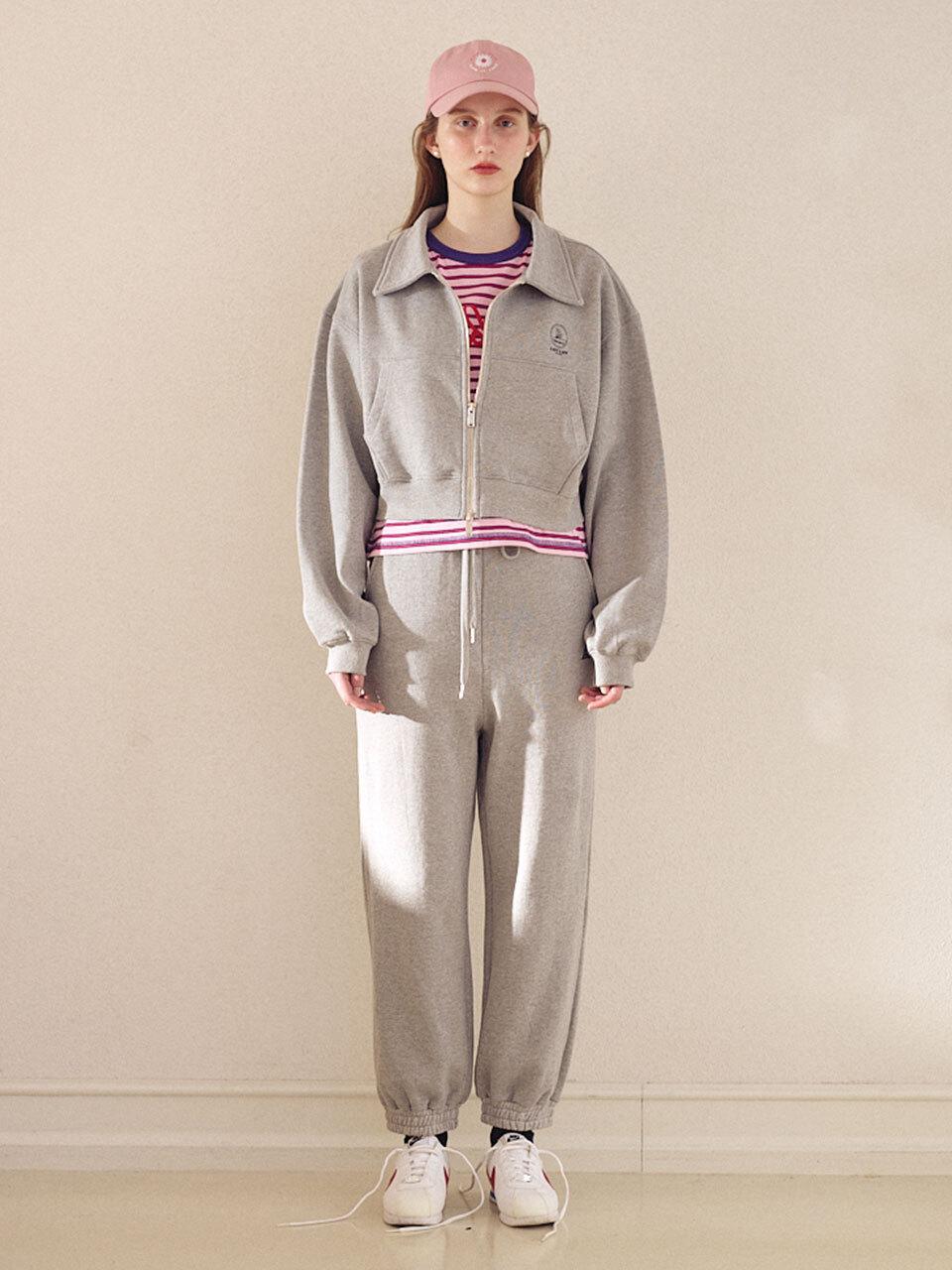 LOVLOV STEADY COLLAR CROP ZIP-UP