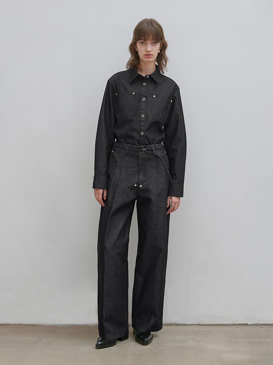 LOW TIDE BELT DENIM PANTS [BLACK]