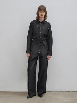 LOW TIDE BELT DENIM PANTS [BLACK]