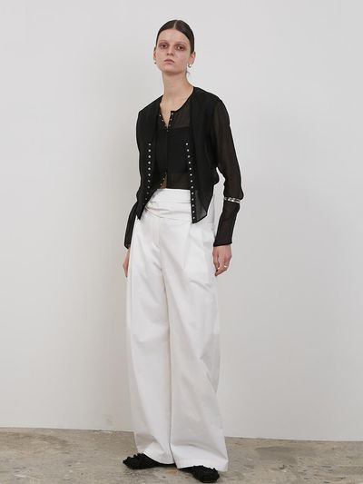 LOW TIDE BELTED DROP COTTON PANTS [White]