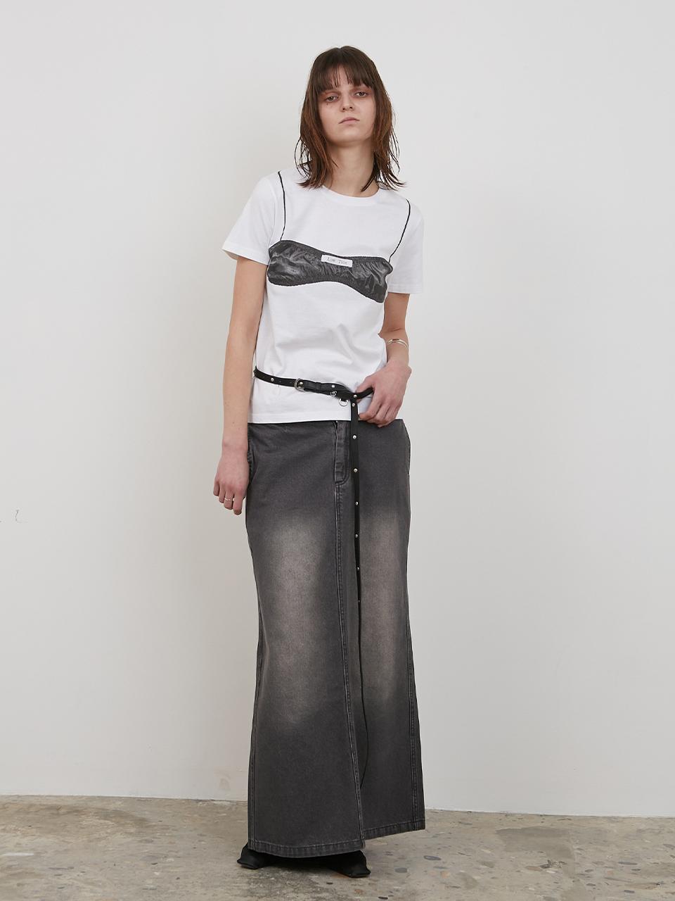 LOW TIDE BRA TOP PRINTED T-SHIRT [White]