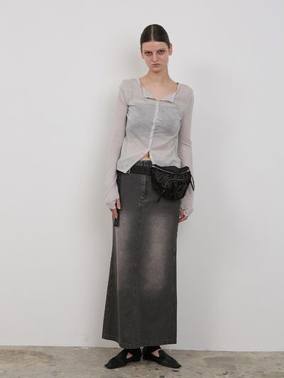 LOW TIDE DENIM MAXI SKIRT [CHARCOAL]