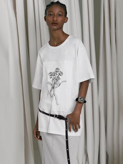 LOW TIDE ROSE PRINTED T-SHIRT [White]