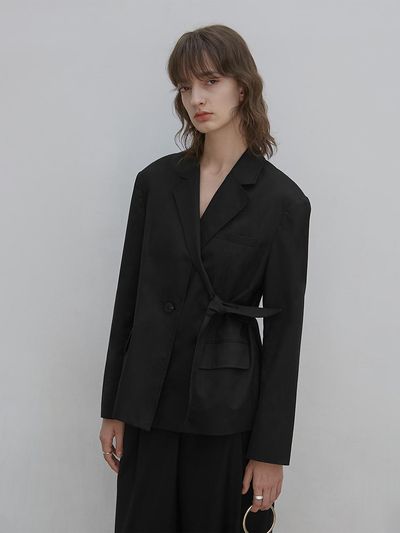 LOW TIDE STRAP COTTON BLAZER [BLACK]