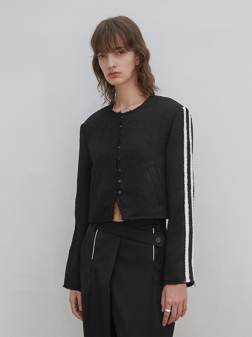 LOW TIDE TRIMMING TWEED JACKET [BLACK]