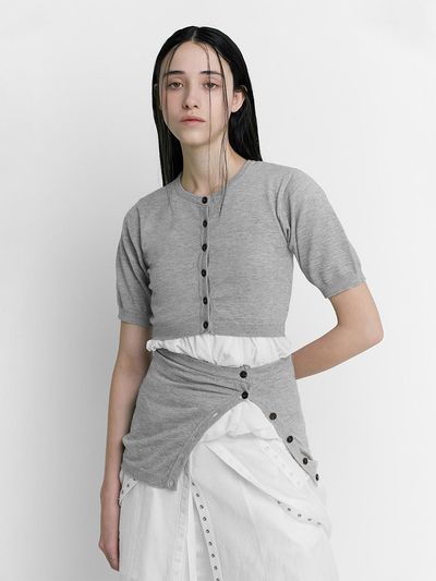 LOW TIDE TUBE TOP HALF CARDIGAN SET UP [GREY]