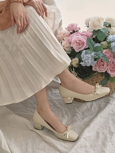 LOWFLOW 1218 Daisy Ribbon Pumps Heel - 2color