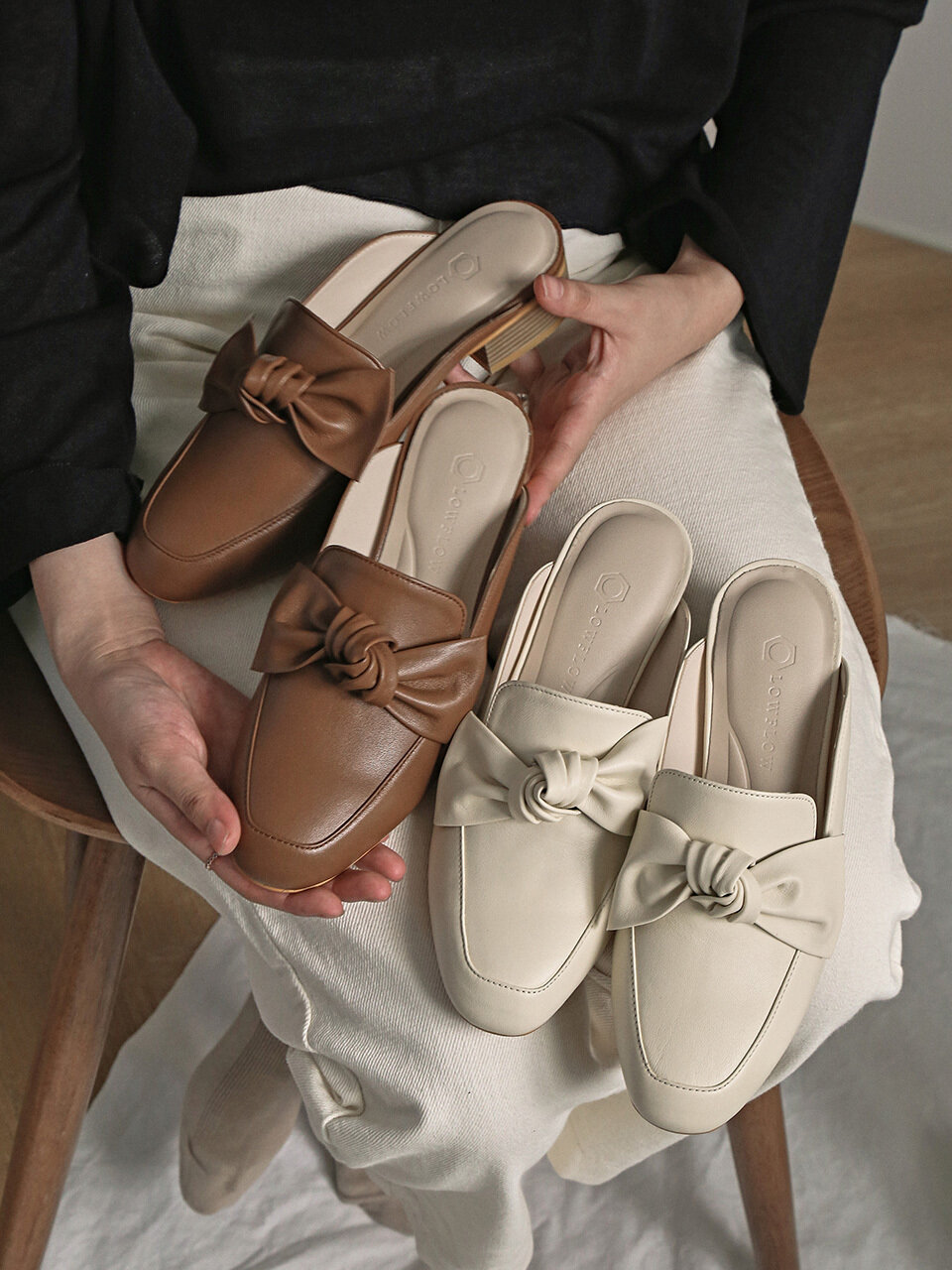 LOWFLOW 1294 Frelly Ribbon Backless loafer - 3color