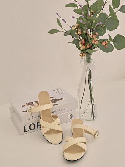 LOWFLOW 1332_1 X-Strap Pearl Point Sandal Mules - 2 Colors