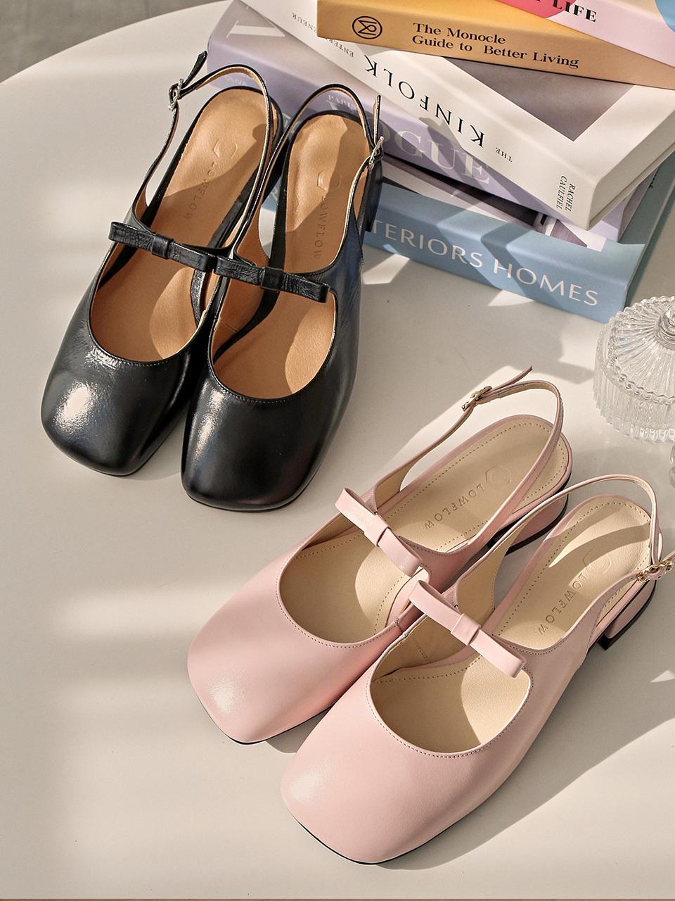 LOWFLOW 136J Simon Ribbon Slingback Flat Shoes